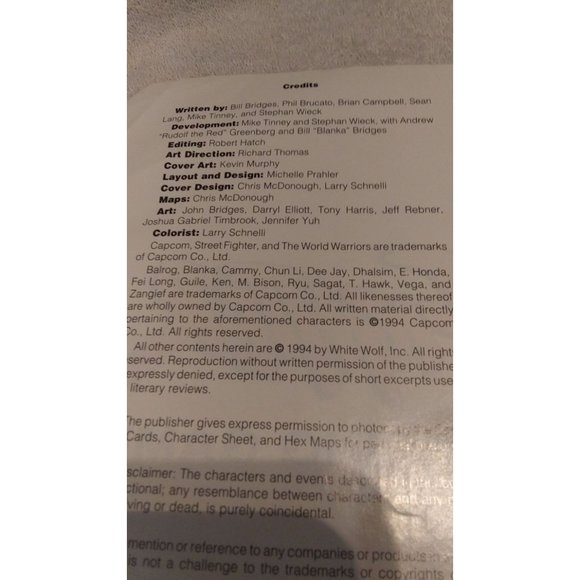 1994 Street Fighter The Storytelling Game Core Book RPG, rare vintage! No writin - Picture 5 of 9